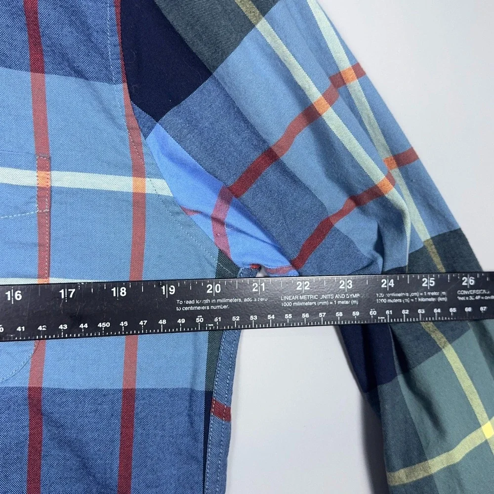 J Crew Slim Broken In Oxford Shirt Mens Size Medium Cotton Plaid Blue Preppy